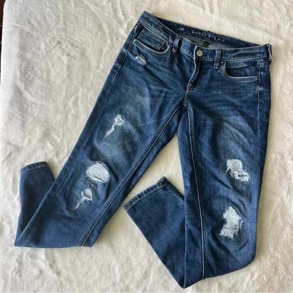 White House Black Market Denim - White House Black Market Distressed Ripped Girlfriend Jeans